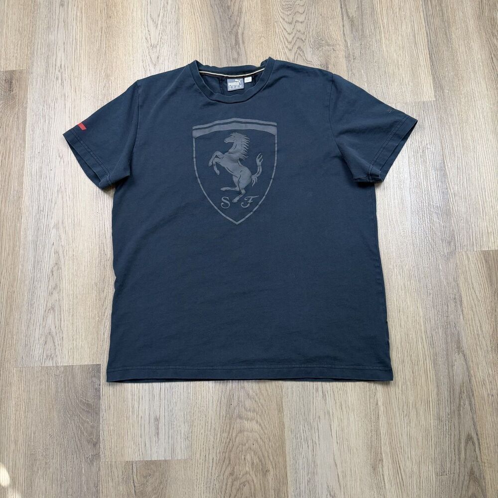 Puma Shirt Mens XL Gray Scuderia Ferrari Shield Graphic Tee Racing Sports Car
